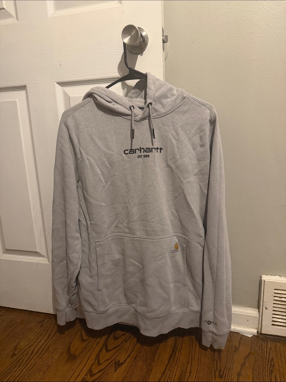 Carhartt Light Gray Pullover Hoodie with Logo